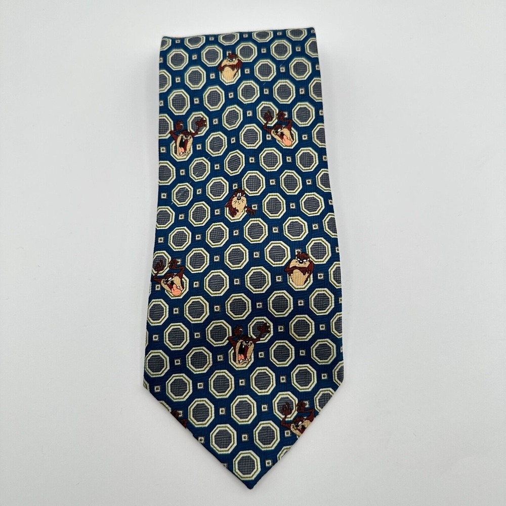 Looney Tunes Pointed Necktie‎ Blue Brown Tasmanian Devil Classic TAZ